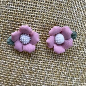 Vintage fine china earrings floral Bone China earrings